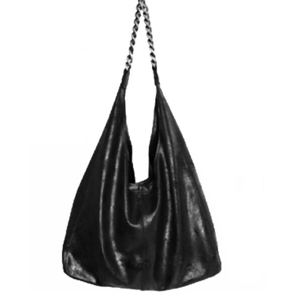 STREETS AHEAD Handbags - NEW STREETS AHEAD women's leather chain detail hobo bag in black